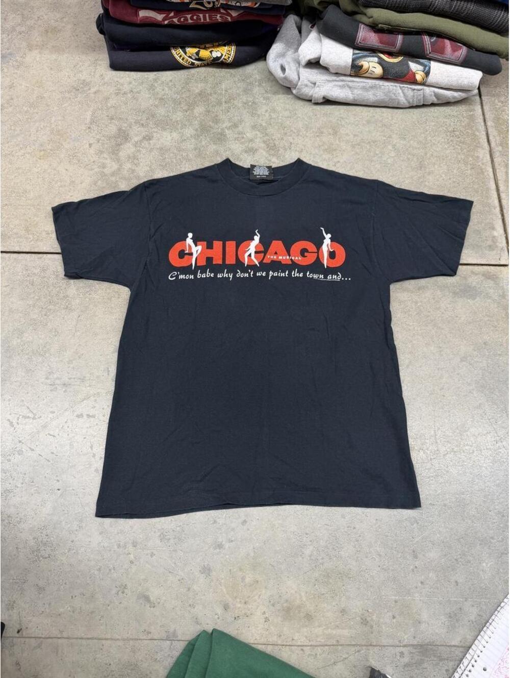 vintage chicago the musical faded black broadway made in usa shirt size large